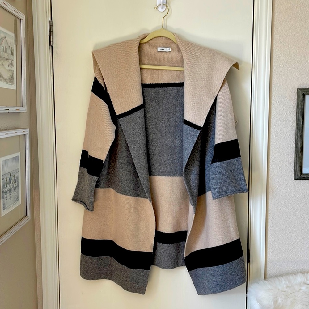Vince Womens Open Front Long Cardigan Sweater Wool Cashmere Thick Knit